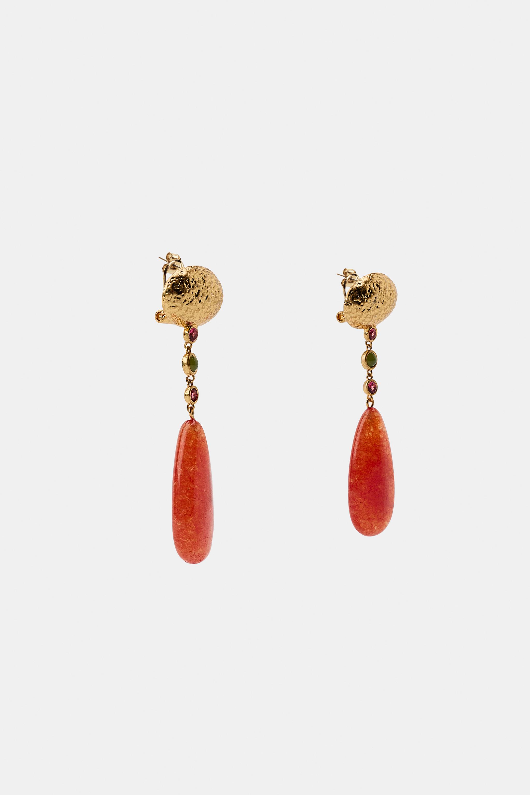 BUTTON STONE EARRINGS